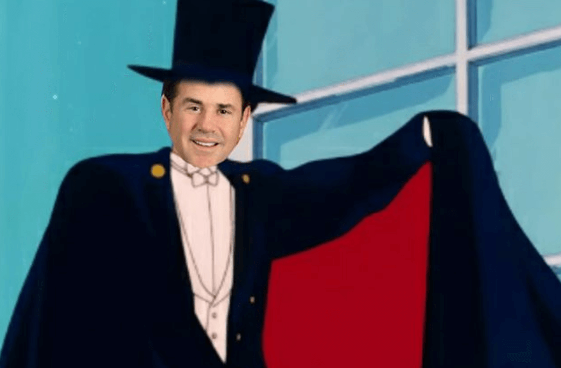 illustration of Gov. Ducey's head photoshopped onto a magician