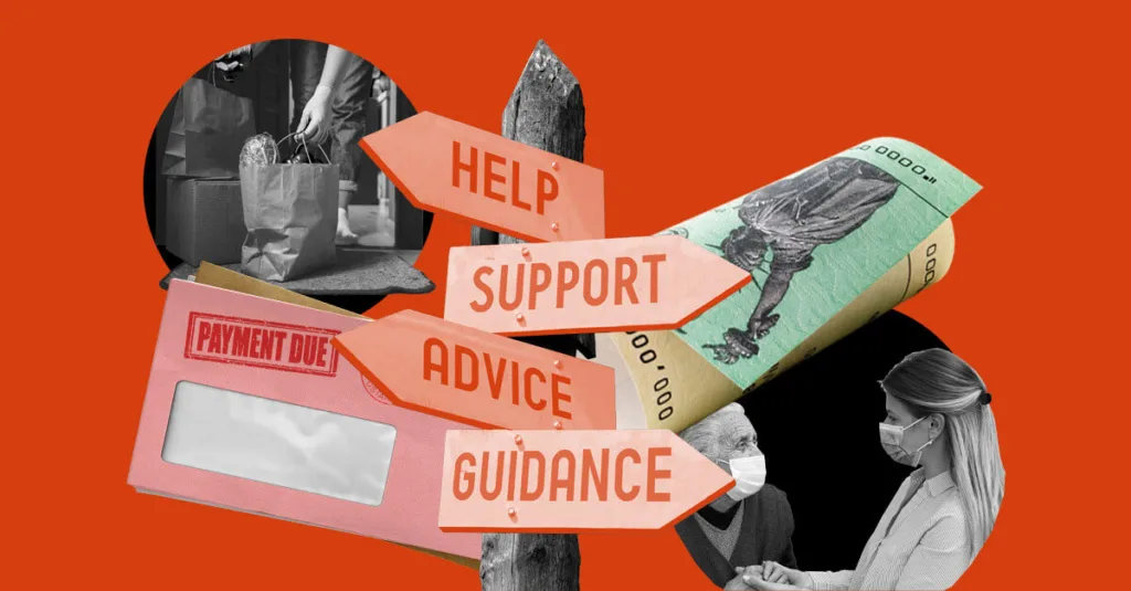 graphic of signpost with signs saying "help," "support," "advice," and "guidance"