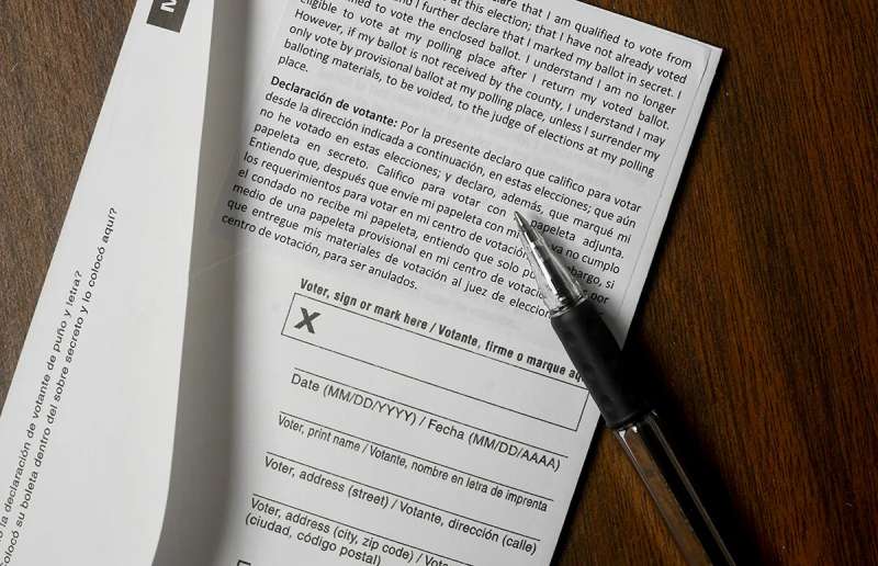 close-up up place for signature on ballot affidavit