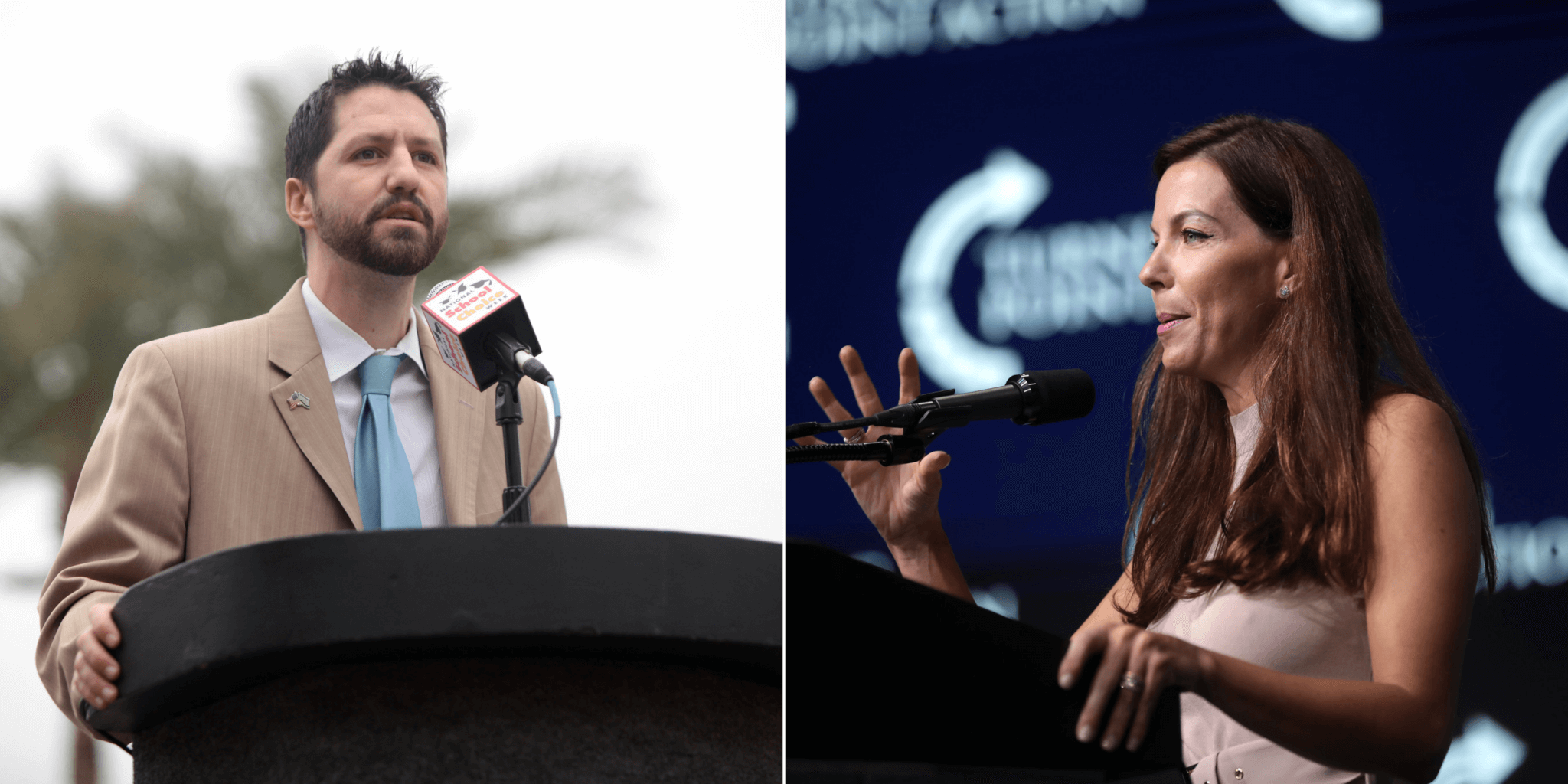 side by side photo of Paul Boyer and Michelle Ugenti-Rita