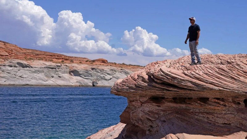 Bill Schneider stands near Antelope Point's public launch ramp on Lake Powell on July 31, 2021, near Page, Ariz.