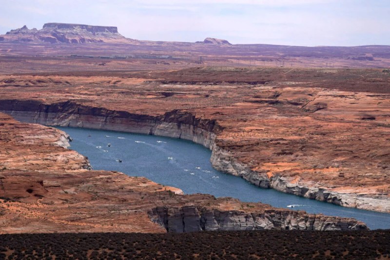Boats move along Lake Powell