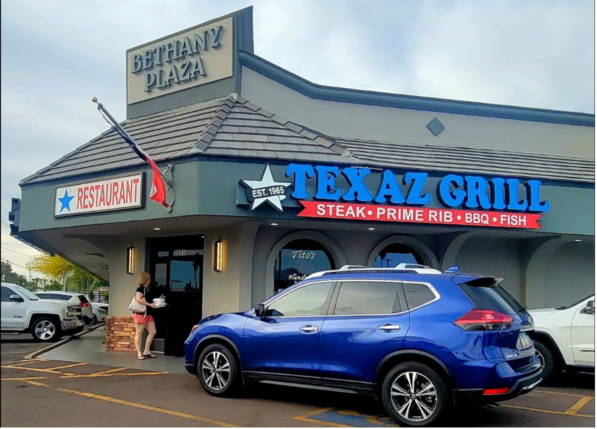 Exterior of TEXAZ Grill, the best affordable steakhouse in Phoenix