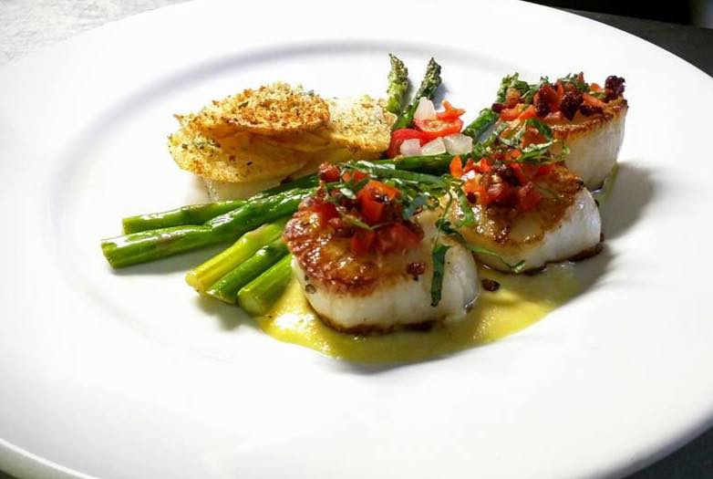 Seared scallops at Le Rendez-Vous, one of the best restaurants in Tucson, Arizona