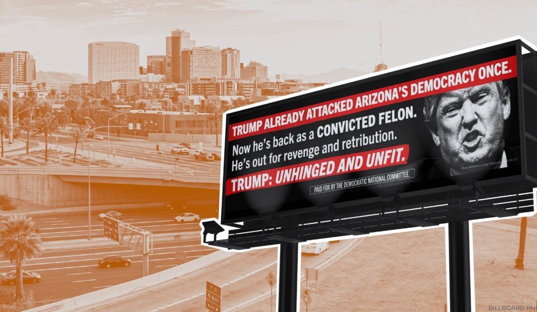 ‘Convicted felon’ billboard welcomes Trump back to Arizona