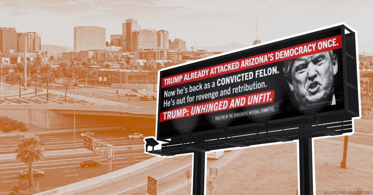 ‘Convicted felon’ billboard welcomes Trump back to Arizona
