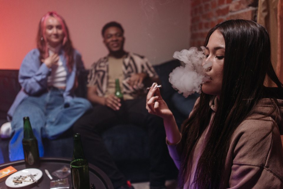 People smoking pot together.