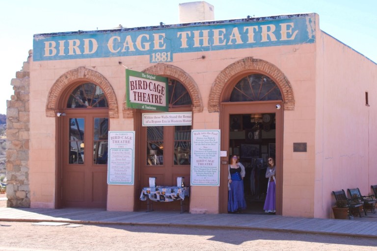 the outside of the Bird Cage Theatre, one of the haunted places in Arizona