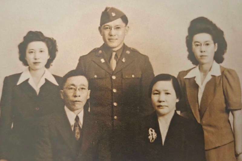 The Abe family poses together in a pre-war photo