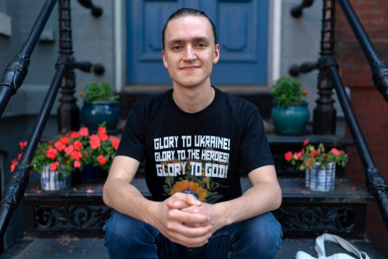 Vladyslav Plyaka poses for a photo at Capitol Hill neighborhood in Washington