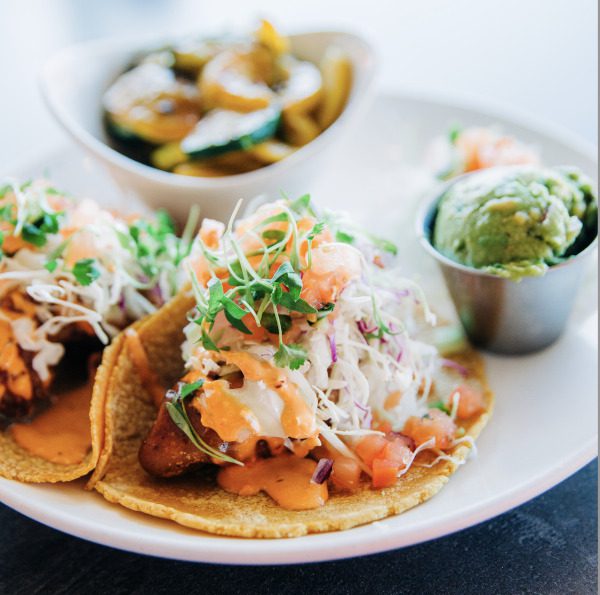 A plate of tacos from Seis Kitchen in Tucson