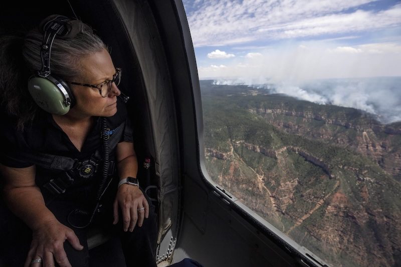 Arizona Gov. Katie Hobbs tours wildfire destruction along Grand Canyon’s North Rim