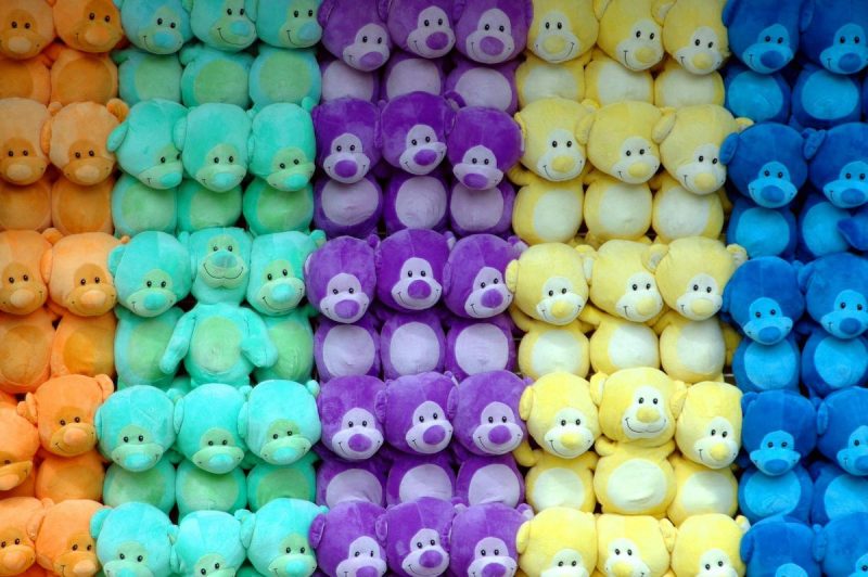 rows of stuffed animals