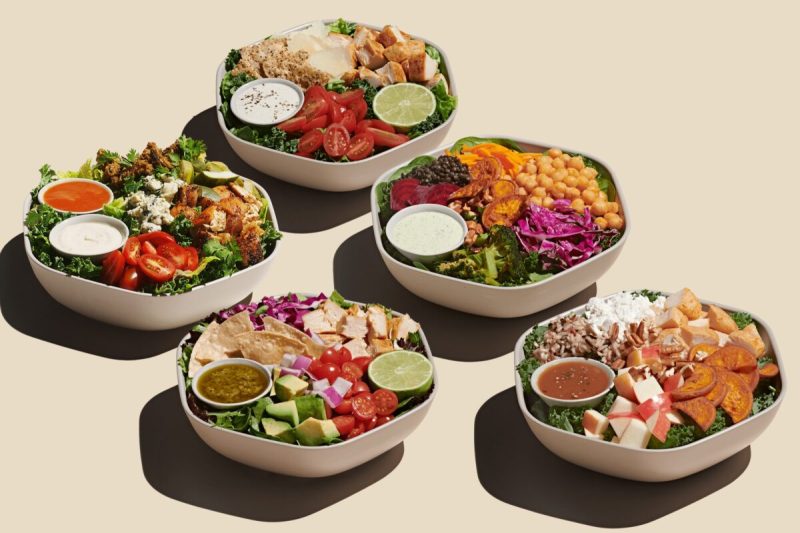 five salads and bowls