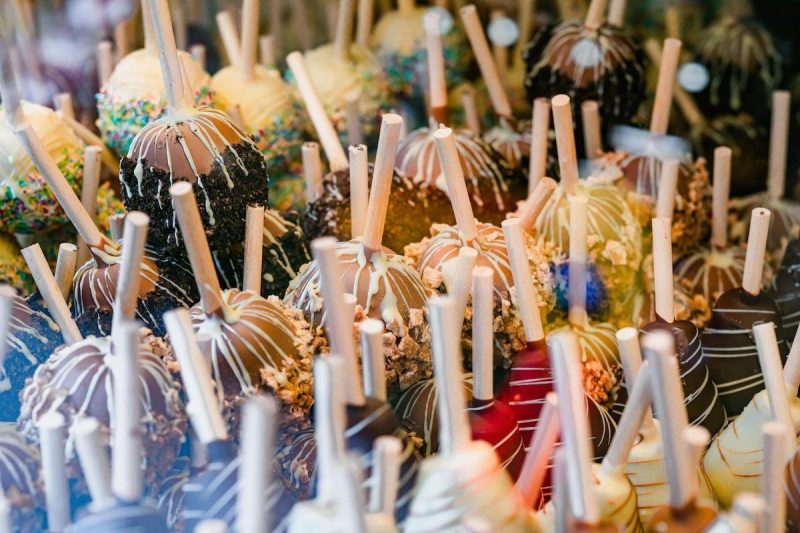 rows of candy apples