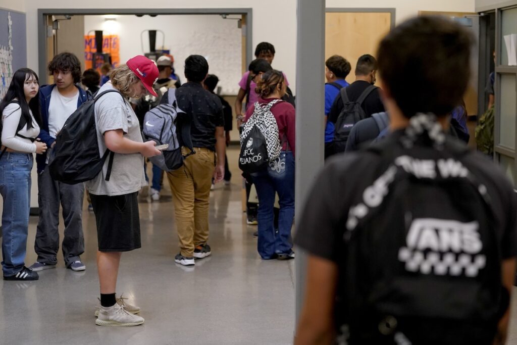 students in hallway
