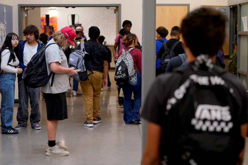 students in hallway
