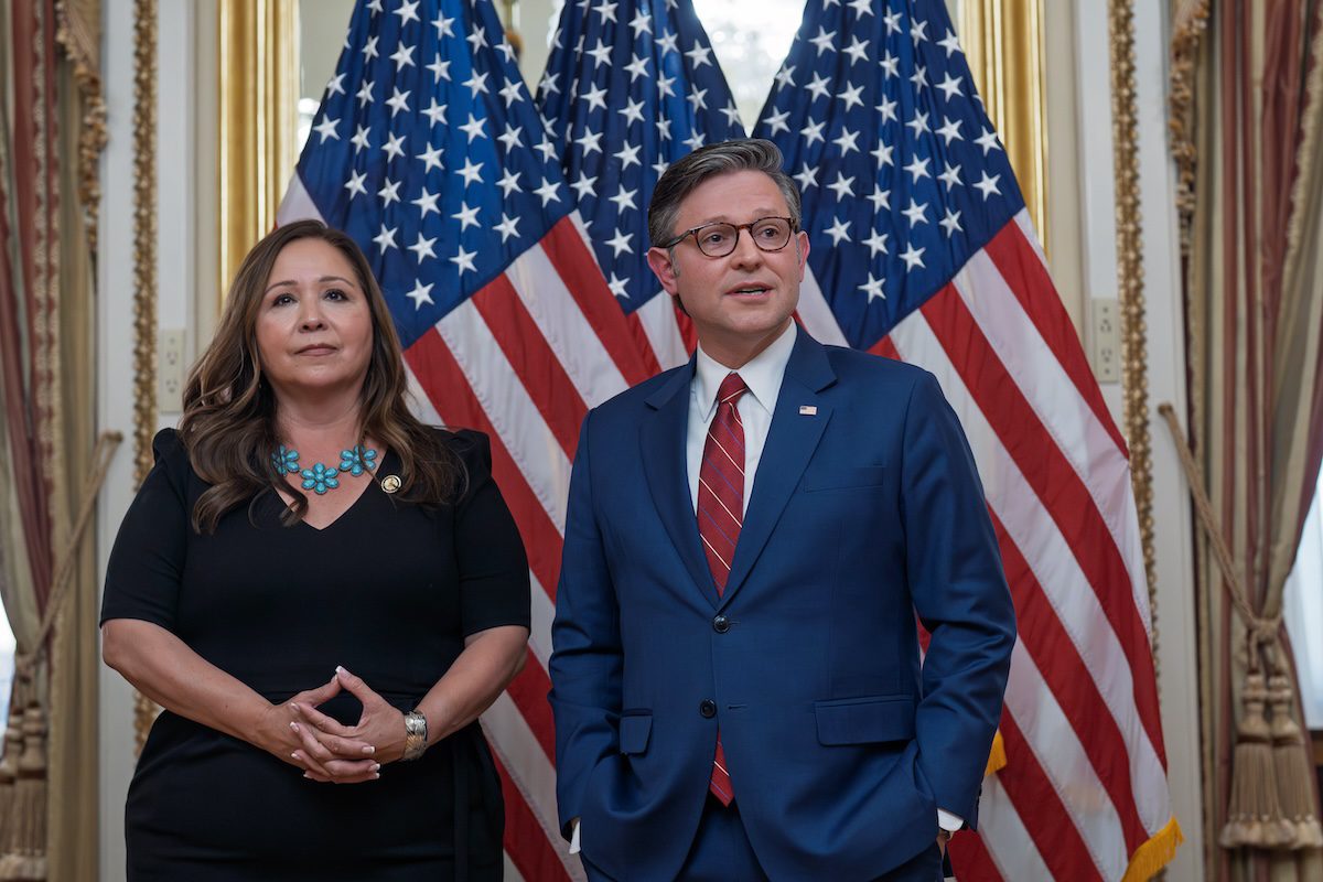 Rep. Adelita Grijalva and House Speaker Mike Johnson