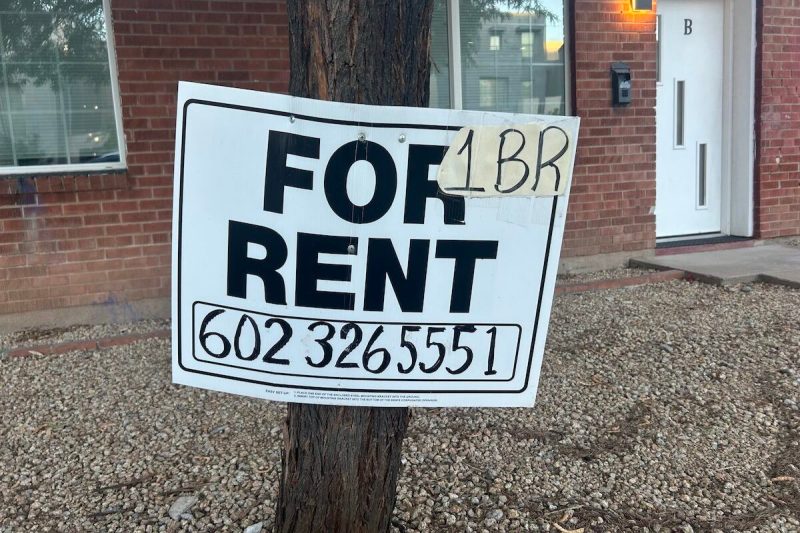 a sign that says for rent, 1 bedroom, and a phone number posted to a pole