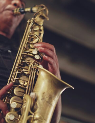 woman playing a saxophone
