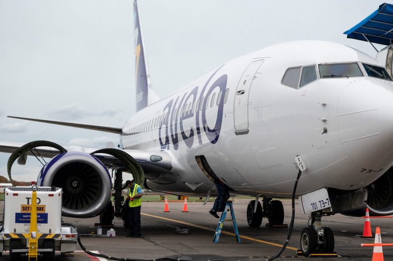 Avelo branded airplane