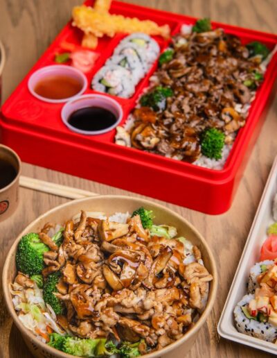 various plates of food from Edo Japanese Grill