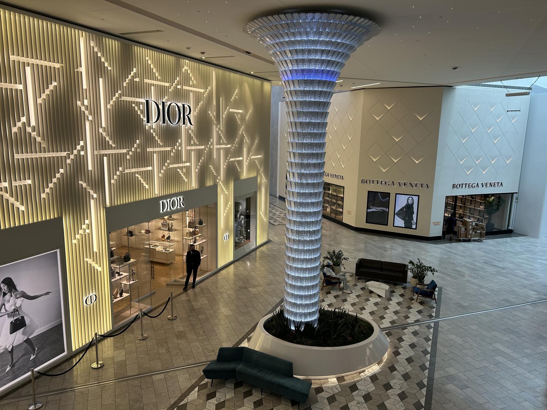 overhead view of a Dior store and Bottega Veneta store