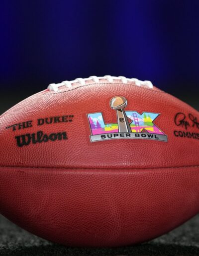 football with Super Bowl 60 logo