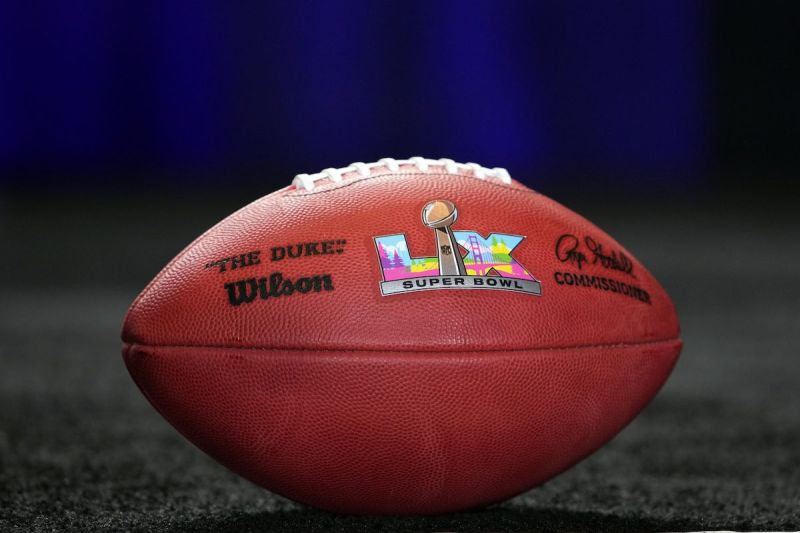 football with Super Bowl 60 logo
