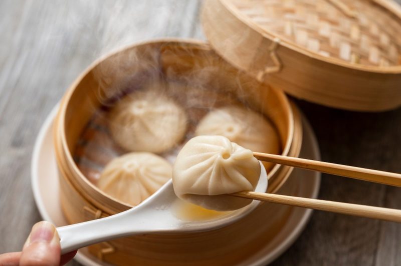 Xiaolongbao steamed in a steamer