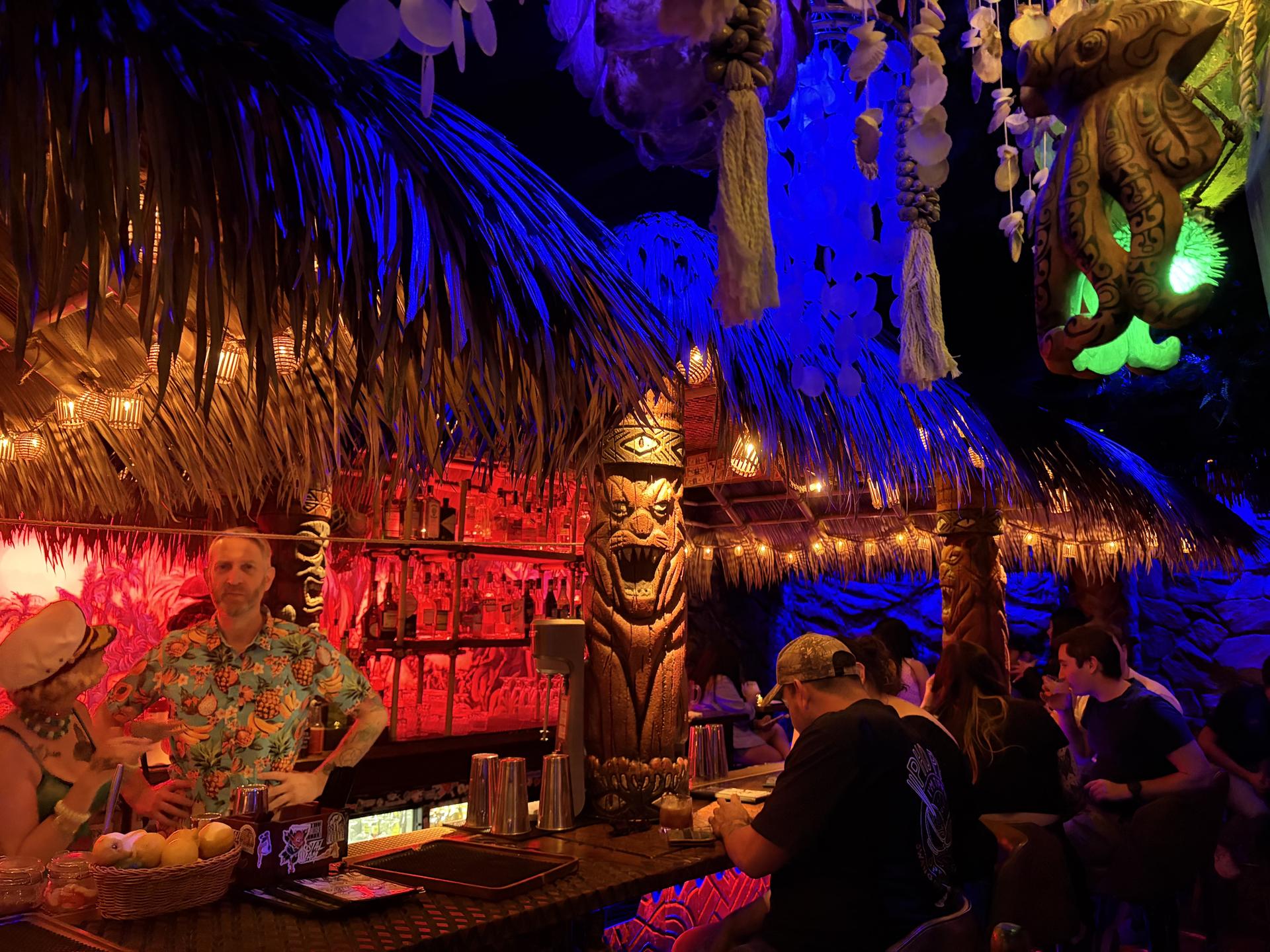 interior of a tiki bar