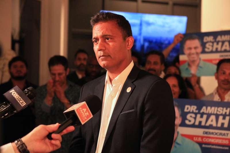 Amish Shah at a campaign event.