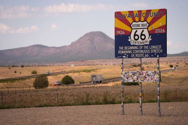 Route 66 sign along a road